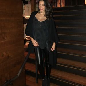 Faux leather maternity leggings